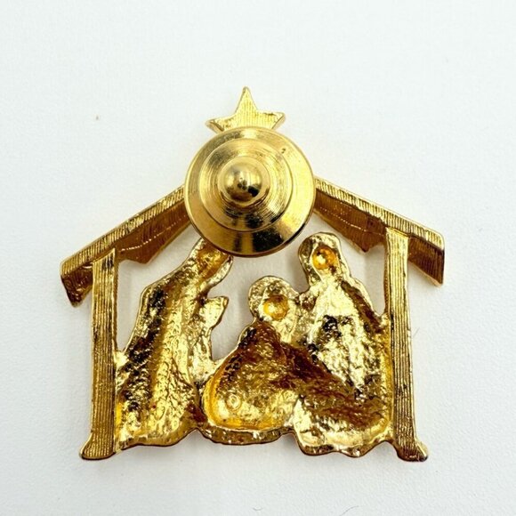 Vintage AVON Gold Tone nativity tack pin brooch with rhinestone star - Picture 2 of 4